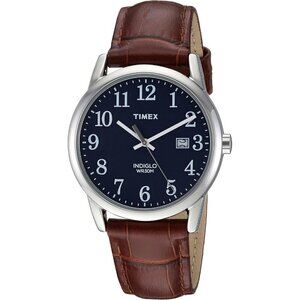 Men Brown Timex Easy Reader Wrist Watch leather strap